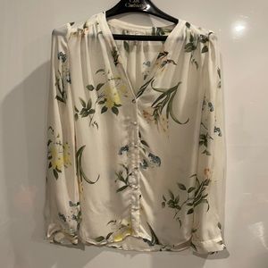 JOIE Yvetta Floral button down  Silk Blouse M